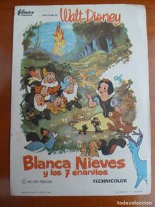 Kino: blanca nieves y los 7 enanitos disney folleto de mano original cine impreso perfecto estado